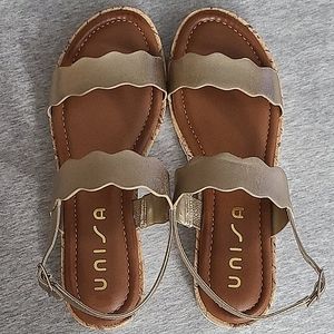 Women's Metallic Gold and White Sandal